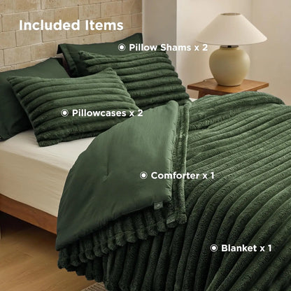 SnapTech 2-in-1 Comforter Set 6 Pieces — Gentlesoft All Season with Detachable Fluffy Blanket