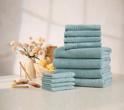 100% Cotton 12-Piece Towel Set for Luxury & Absorbency