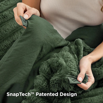 SnapTech 2-in-1 Comforter Set 6 Pieces — Gentlesoft All Season with Detachable Fluffy Blanket