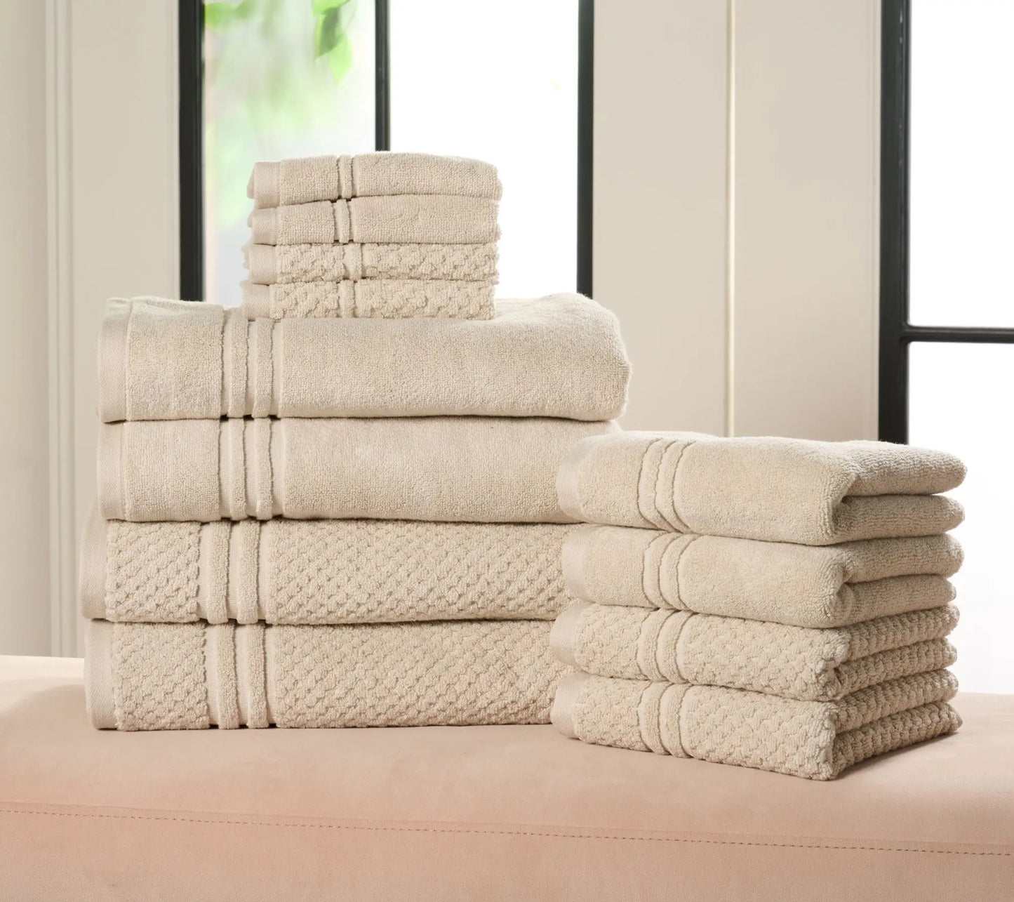 100% Cotton 12-Piece Towel Set for Luxury & Absorbency