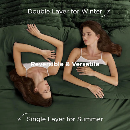 SnapTech 2-in-1 Comforter Set 6 Pieces — Gentlesoft All Season with Detachable Fluffy Blanket