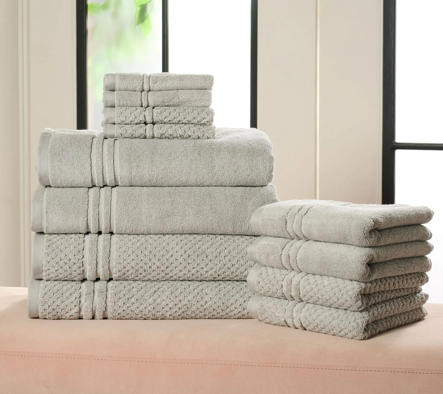 100% Cotton 12-Piece Towel Set for Luxury & Absorbency