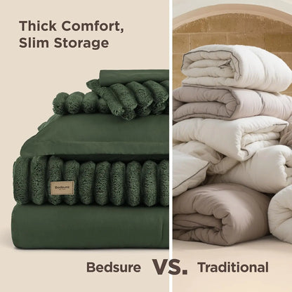 SnapTech 2-in-1 Comforter Set 6 Pieces — Gentlesoft All Season with Detachable Fluffy Blanket