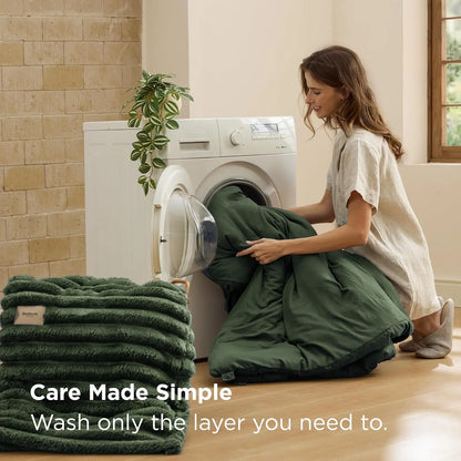 SnapTech 2-in-1 Comforter Set 6 Pieces — Gentlesoft All Season with Detachable Fluffy Blanket